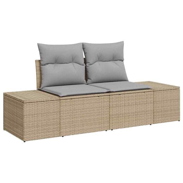 vidaXL Garten-Sofa-Set mit Kissen mit Kissen 5 pcs Beige und Grau