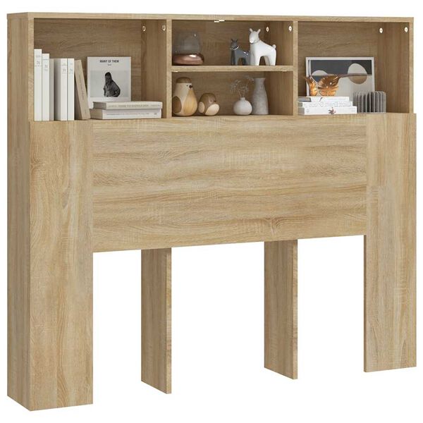 vidaXL Bett-Kopfteil mit Ablagen Sonoma-Eiche 120x19x103,5 cm
