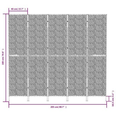 vidaXL Paravent 5-tlg. Braun 205x180 cm Wasserhyazinthe