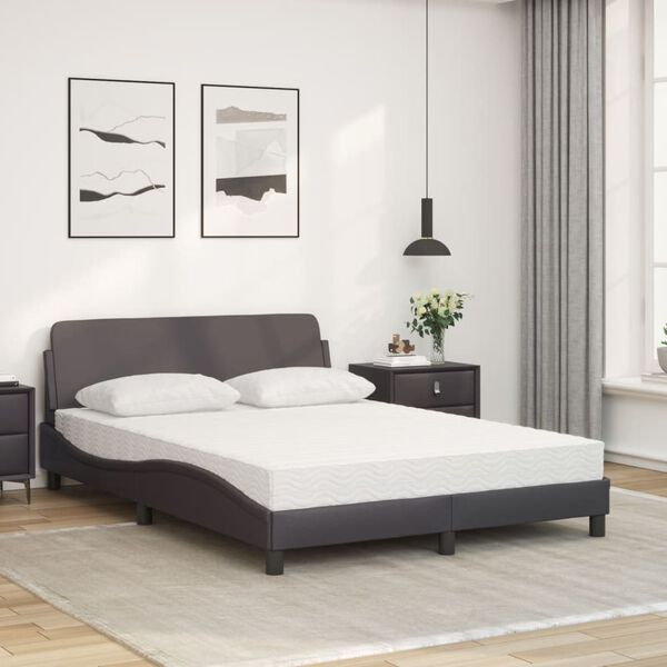 vidaXL Bett mit Matratze "Dover" Grau 140x190 cm Kunstleder