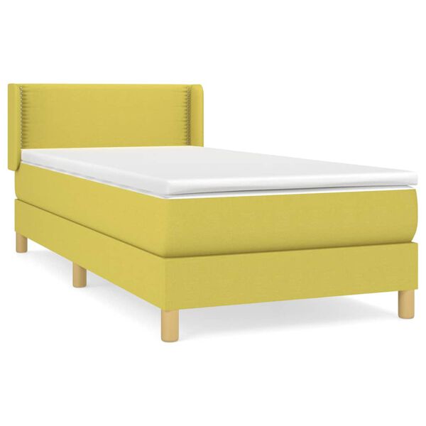 vidaXL Boxspringbett mit Matratze Gr&uuml;n 90x200 cm Stoff