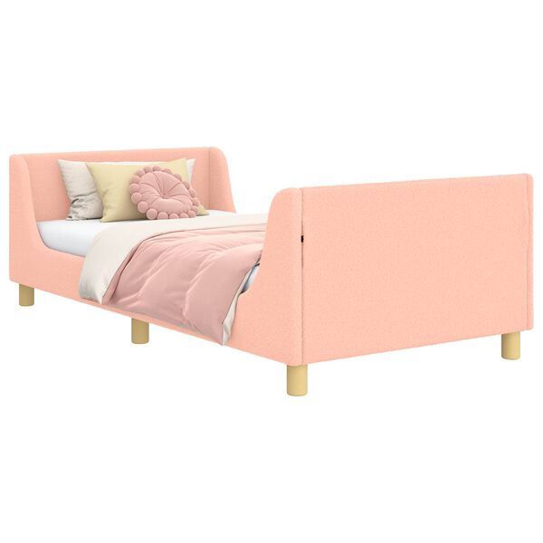 vidaXL Kinderbettgestell mit Kopfteil Rosa 90 x 190 cm Schafstoff