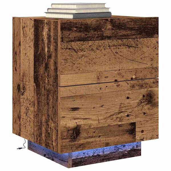 vidaXL Nachttisch mit Schubladen Altholz 45 x 40 x 55 cm Holzwerkstoff