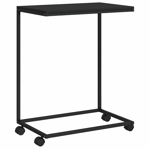 vidaXL Beistelltisch mit Rollen Schwarz 55x35x70 cm Holzwerkstoff