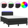 vidaXL Boxspringbett mit Matratze & LED Schwarz 120x190 cm Kunstleder