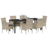 vidaXL Garten Essgruppe mit Kissen 7 pcs Hellgrau Poly-Rattan