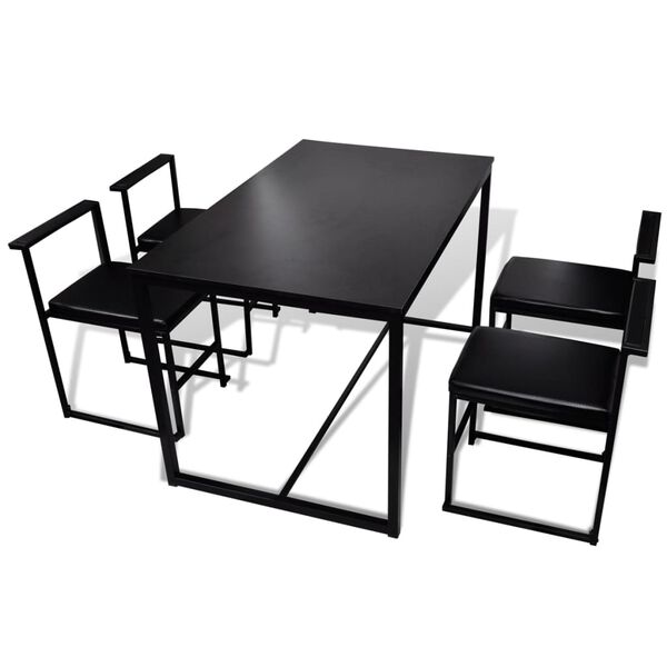 vidaXL 5-teilige Essgruppe Tisch + 4 St&uuml;hle Schwarz