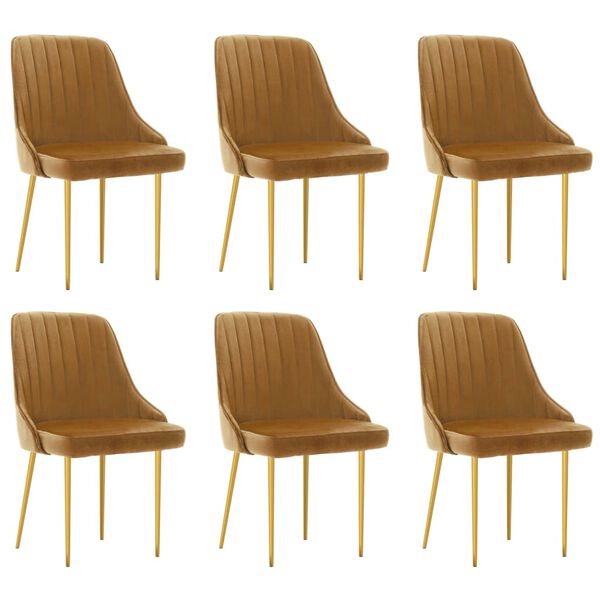 vidaXL Esszimmerst&uuml;hle 6 Stk. Braun Samt