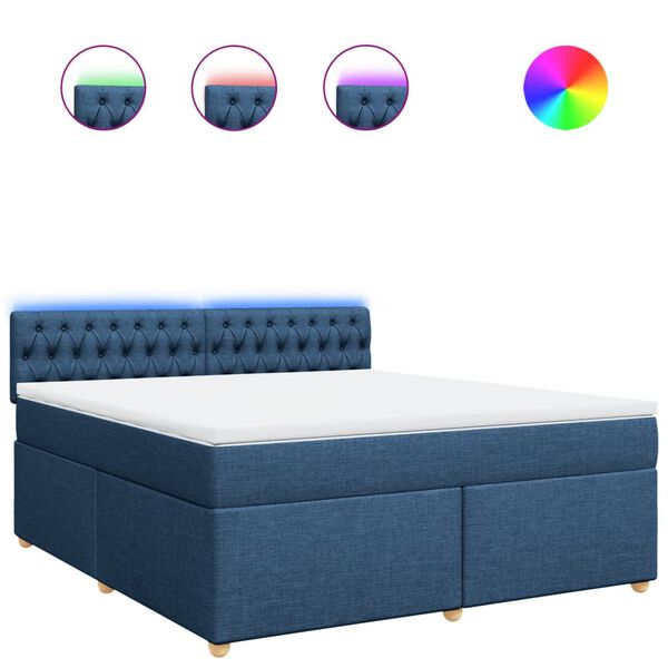vidaXL Boxspringbett mit Matratze Blau 180x200 cm Stoff
