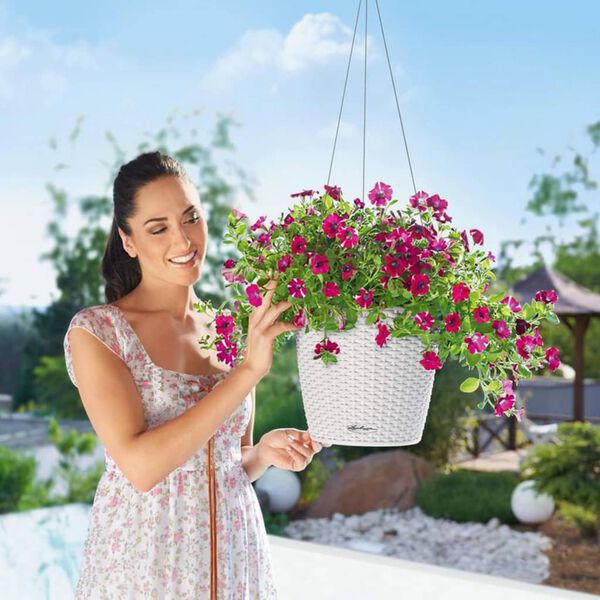 LECHUZA Blumenampel NIDO Cottage 28 ALL-IN-ONE Wei&szlig;
