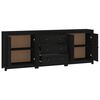 vidaXL Sideboard Schwarz 210x35x80 cm Massivholz Kiefer