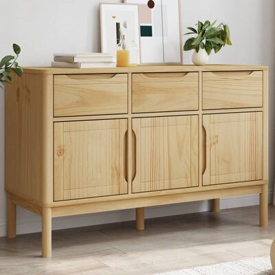 vidaXL Sideboard FLORO Wachsbraun 114x43x74 cm Massivholz Kiefer