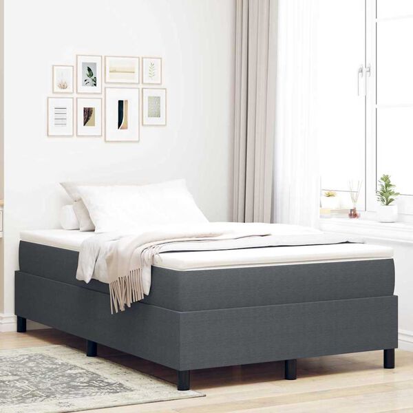 vidaXL Boxspringbett Dunkelgrau und Wei&szlig; 120 x 200 cm Cordstoff