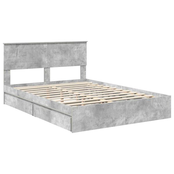 vidaXL Aufbewahrungsbett Beton Grau 150 x 200 cm Holzwerkstoff