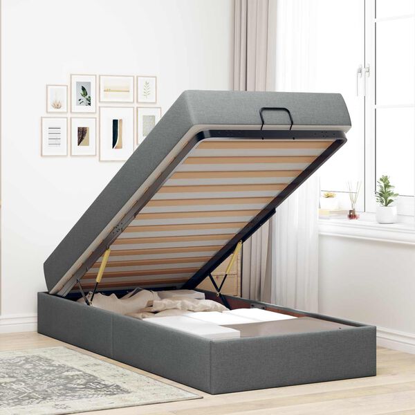 vidaXL Bettgestell mit Matratze mit Matratze 2 pcs Dunkelgrau Stoff