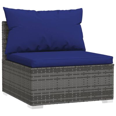 vidaXL 9-tlg. Garten-Lounge-Set mit Kissen Poly Rattan Grau