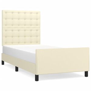 vidaXL Bettgestell mit Kopfteil Creme 90x200 cm Kunstleder