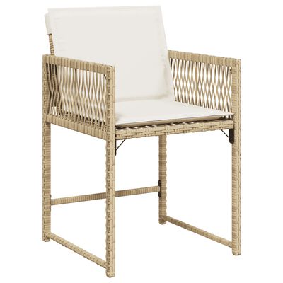 vidaXL 9-tlg. Garten-Essgruppe mit Kissen Beige Poly Rattan