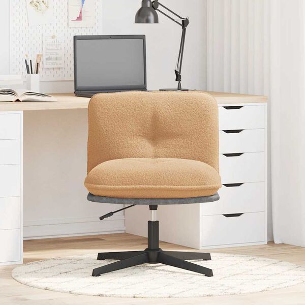 vidaXL B&uuml;rodrehstuhl Beige Gelockter woll&auml;hnlicher Stoff