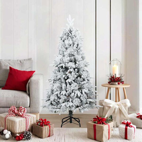 vidaXL K&uuml;nstlicher Scharnier-Weihnachtsbaum schneebedeckt Wei&szlig; 150 cm