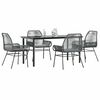 vidaXL 5-tlg. Garten-Essgruppe mit Kissen Grau Poly Rattan Glas