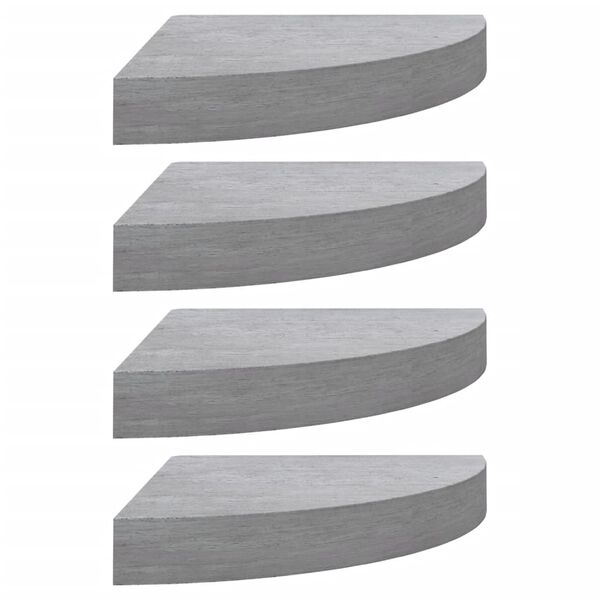 vidaXL Eck-Schweberegale 4 Stk. Betongrau 25x25x3,8 cm MDF
