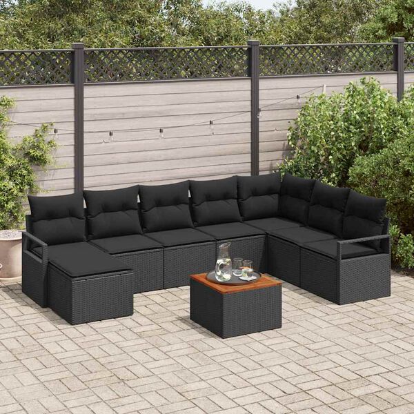 vidaXL Garten-Sofa-Set 9 pcs Schwarz