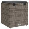 vidaXL Gartenhocker mit Kissen 2 Stk. Grau 40x40x43 cm Poly Rattan