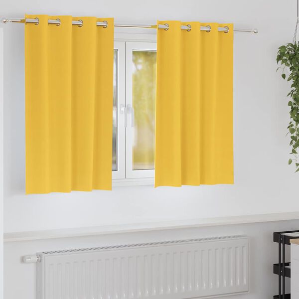 vidaXL Verdunkelungs-Vorh&auml;nge mit Ringen 2 pcs Senfgelb 140 x 140 cm