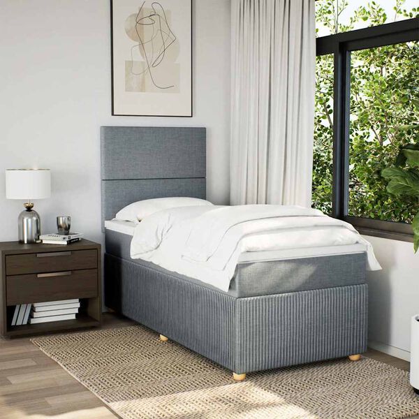 vidaXL Boxspringbett mit Matratze Hellgrau 80x200 cm Stoff
