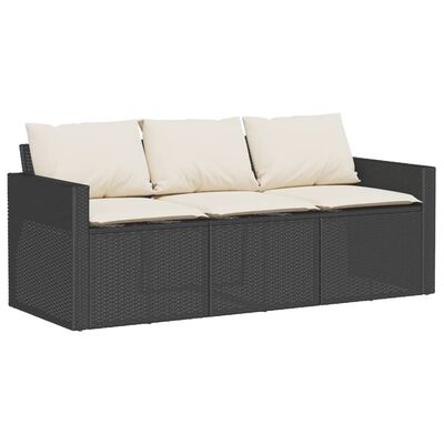 vidaXL 2-tlg. Garten-Essgruppe mit Kissen Schwarz Poly Rattan