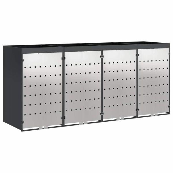 vidaXL Wagenm&uuml;llbeh&auml;lter f&uuml;r 4 Beh&auml;lter 272 x 77,5 x 121,5 cm Stahl