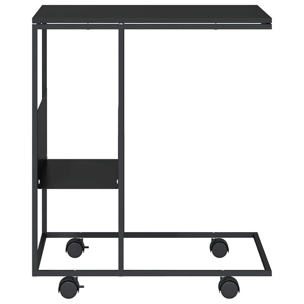 vidaXL Beistelltisch mit Rollen Schwarz 55x36x63,5 cm Holzwerkstoff