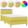 vidaXL Boxspringbett mit Matratze & LED Gr&uuml;n 90x190 cm Stoff