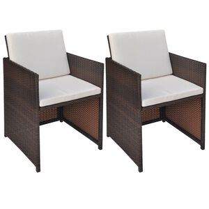 vidaXL Gartenst&uuml;hle 2 Stk. mit Polstern und Kissen Poly Rattan Braun