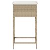 vidaXL Garten-Barhocker mit Kissen 2 Stk. Beige Poly Rattan