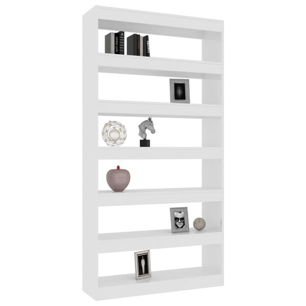 vidaXL B&uuml;cherregal/Raumteiler Hochglanz-Wei&szlig; 100x30x198 cm