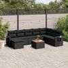vidaXL 9-tlg. Garten-Sofagarnitur mit Kissen Schwarz Poly Rattan