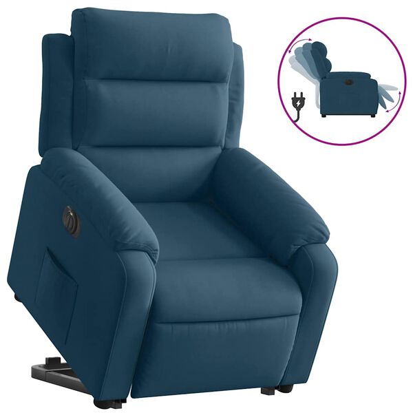 vidaXL Relaxsessel mit Aufstehhilfe Elektrisch Blau Samt