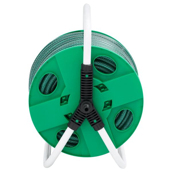 vidaXL Schlauchtrommel Freistehend Gr&uuml;n mit 30 m Schlauch PVC