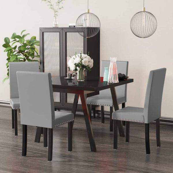 vidaXL Esszimmerst&uuml;hle 4 Stk. Grau PVC
