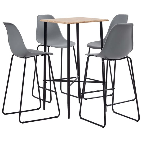 vidaXL 5-tlg. Bar-Set Kunststoff Grau