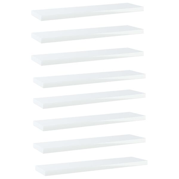 vidaXL B&uuml;cherregal-Bretter 8 Stk. Hochglanz-Wei&szlig; 40x10x1,5 cm