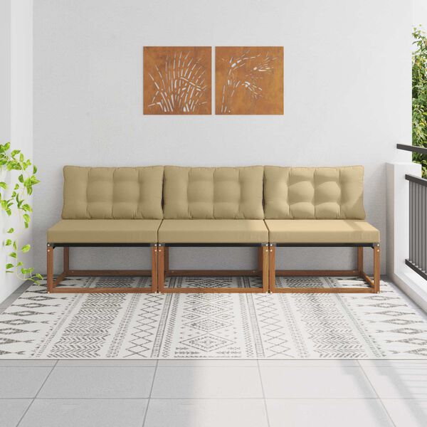 vidaXL 3 St&uuml;ck Outdoor Mittelsofa Massivholz Akazie Natur