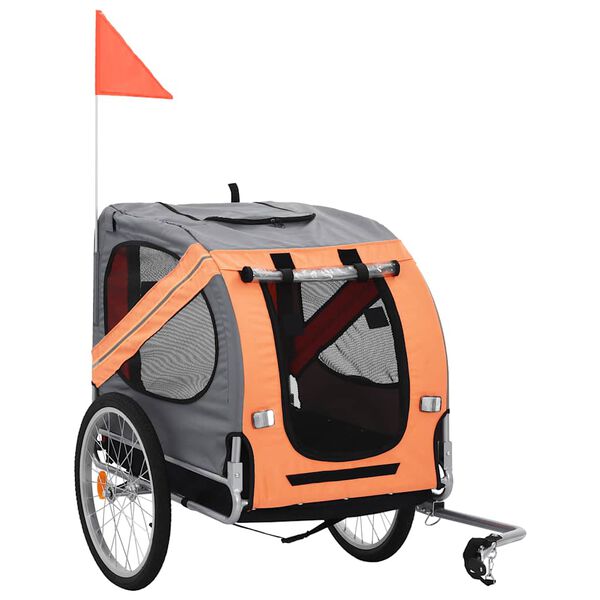 vidaXL Fahrradanh&auml;nger f&uuml;r Hunde Orange und Grau