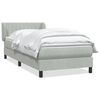 vidaXL Boxspringbett mit Matratze Hellgrau 80x220 cm Samt