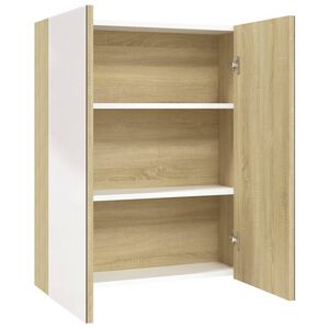 vidaXL Bad-Spiegelschrank 60x15x75 cm MDF Wei&szlig; und Eiche-Optik