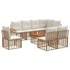vidaXL Outdoor-Sofagarnitur 9 stk. 8-Sitzer Natur und Cremewei&szlig;