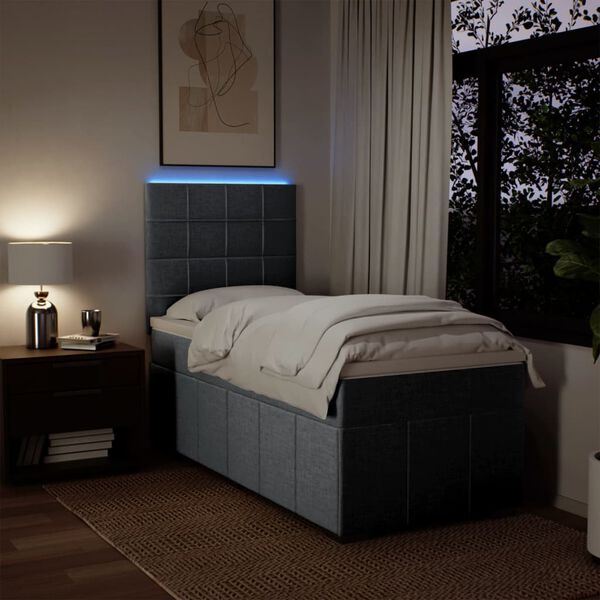 vidaXL Boxspringbett mit Matratze Hellgrau 90x200 cm Stoff