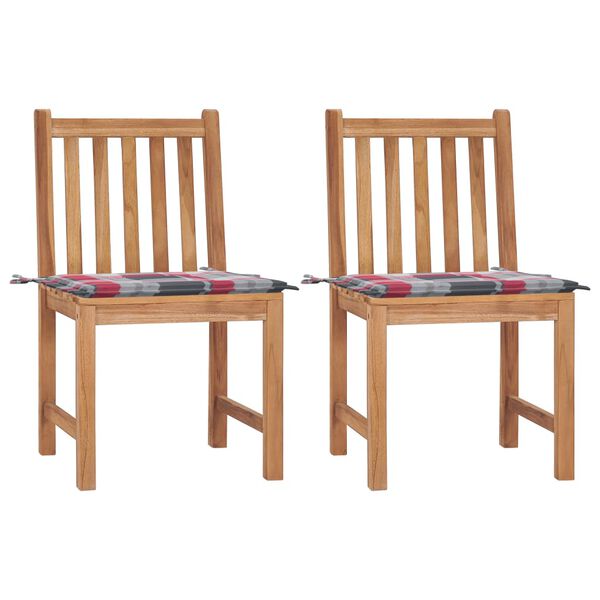 vidaXL Gartenst&uuml;hle 2 Stk. mit Kissen Massivholz Teak